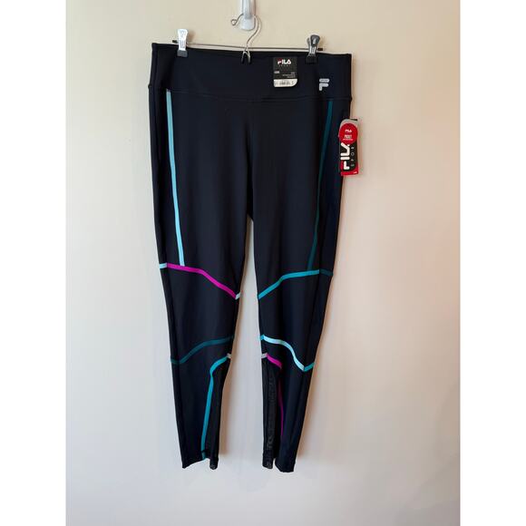 NWT Fila Sport Mid Rise Skinny Leg Leggings Live in Motion Black Women's Size XL - Picture 1 of 10